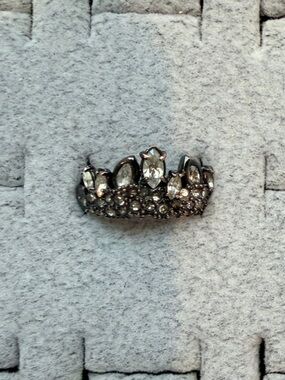 Alexis Bittar Gunmetal and Clear Crystal Crown Ring
